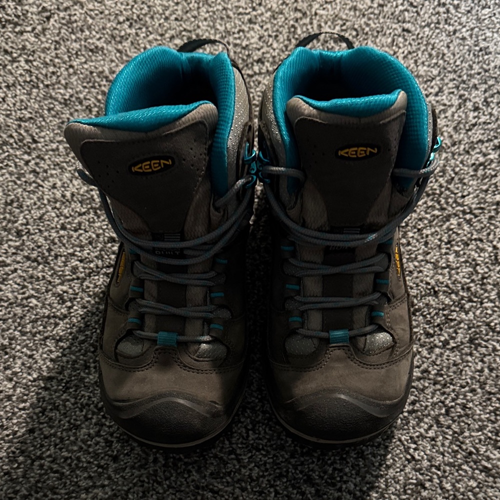 KEEN Brown and Teal Waterproof Hiking Boots